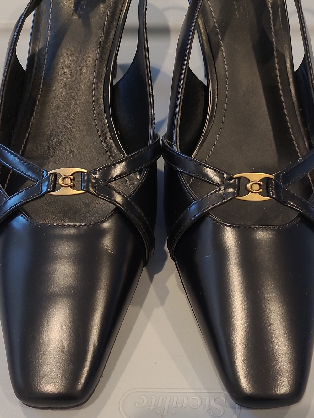 Coach Black Rowyn Classic Black Slingback Kitten Heels Size 11 - Picture 3 of 9